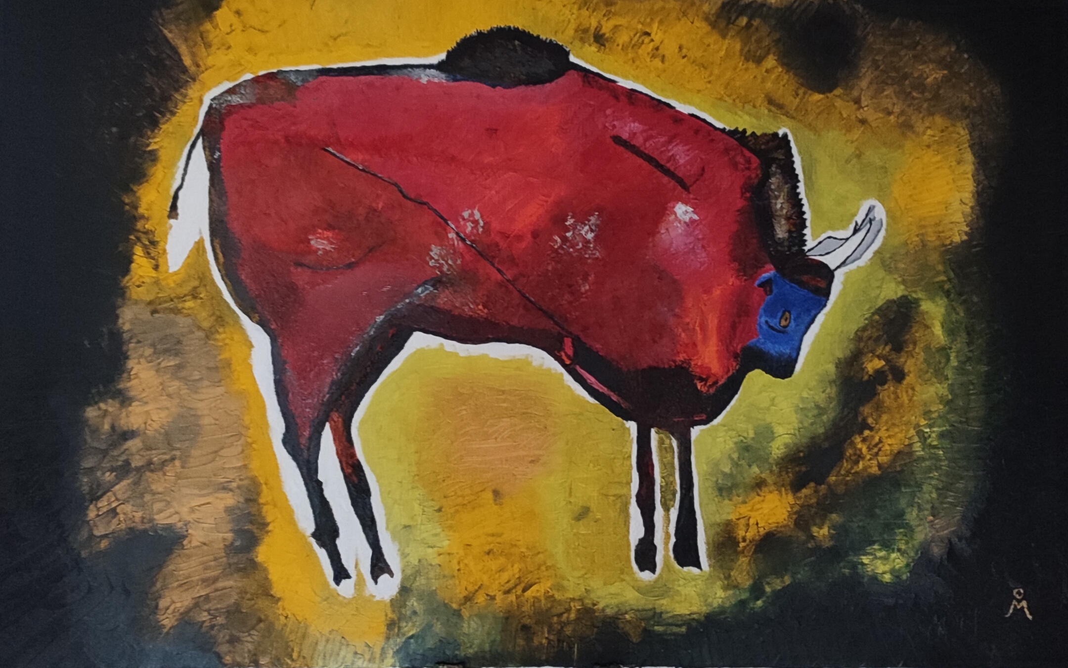 Aurochs – prehistoric-style expressive oil painting of an aurochs by GrandChapeau